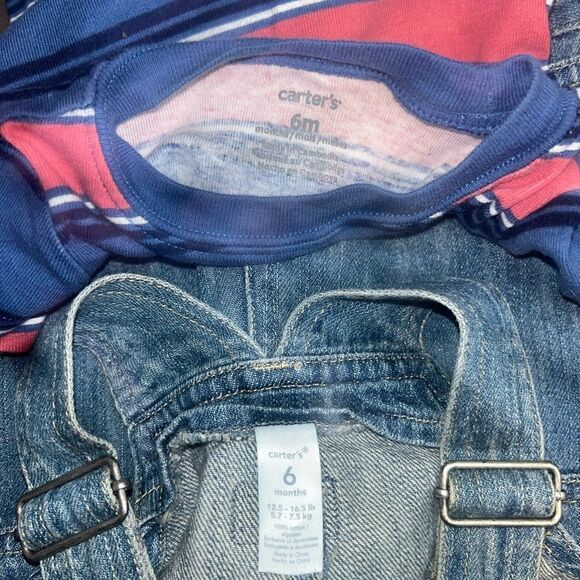 5 for $25🔥Carter's Shirt & Denim Overalls Set Boys Size 6 Months - Picture 3 of 4